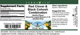 Label for Red Clover & Black Cohosh Combination Vanilla Flavor