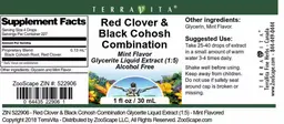 Label for Red Clover & Black Cohosh Combintaion Mint Flavor
