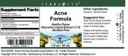 Label for Acne Formula Vanilla Flavor