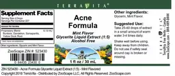 Label for Acne Formula Mint Flavor