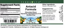 Label for Antacid Formula Chocolate Flavor