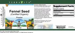 Label for Fennel Seed (Certified Organic) Powder