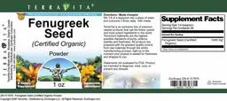 Label for Fenugreek Seed (Certified Organic) Powder