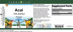 Label for Acai 10% Extract Powder