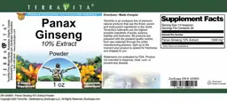 Label for Panax Ginseng 10% Extract Powder