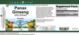 Label for Panax Ginseng 20% Extract Powder