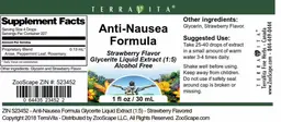 Label for Anti-Nausea Formula Strawberry Flavor
