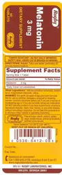 Label for Melatonin 3 mg