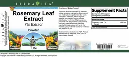 Label for Rosemary Leaf Extract 7% Extract Powder