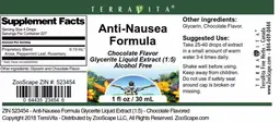 Label for Anti-Nausea Formula Chocolate Flavor