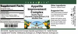 Label for Appetite Improvement Complex Vanilla Flavor