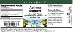Label for Asthma Support Chocolate Flavor