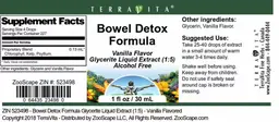Label for Bowel Detox Formula Vanilla Flavor