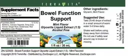 Label for Bowel Function Support Mint Flavor