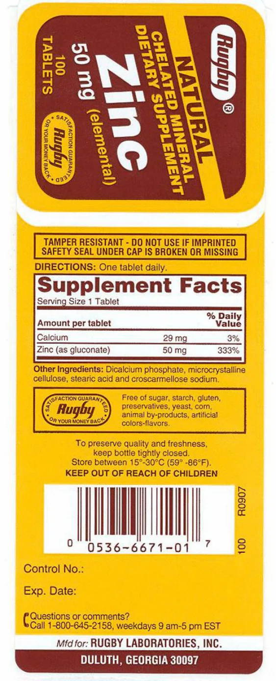 Label for Natural Zinc 50 mg