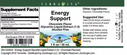 Label for Energy Support Chocolate Flavor