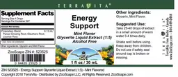 Label for Energy Support Mint Flavor