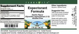 Label for Expectorant Formula Vanilla Flavor