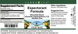 Label for Expectorant Formula Chocolate Flavor