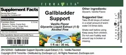 Label for Gallbladder Support Vanilla Flavor