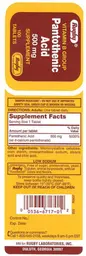Label for Pantothenic Acid 500 mg