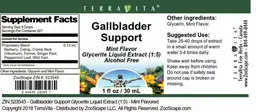 Label for Gallbladder Support Mint Flavor