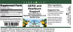 Label for GERD and Heartburn Support Chocolate Flavor
