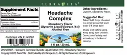 Label for Headache Complex Strawberry Flavor