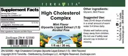 Label for High Cholesterol Complex Mint Flavor