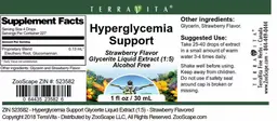 Label for Hyperglycemia Support Strawberry Flavor