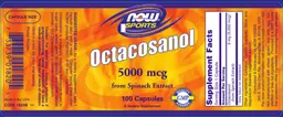 Label for Octacosanol 5000 mcg