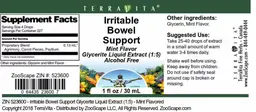 Label for Irritable Bowel Support Mint Flavor