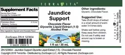 Label for Jaundice Support Chocolate Flavor