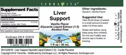 Label for Liver Support Vanilla Flavor