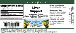 Label for Liver Support Chocolate Flavor