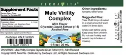 Label for Male Virility Complex Mint Flavor