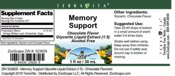 Label for Memory Support Chocolate Flavor