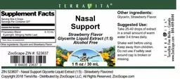 Label for Nasal Support Strawberry Flavor