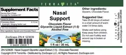 Label for Nasal Support Chocolate Flavor