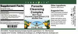 Label for Parasite Cleansing Complex Mint Flavor