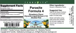 Label for Parasite Formula 4 Strawberry Flavor