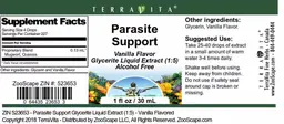 Label for Parasite Support Vanilla Flavor