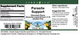 Label for Parasite Support Chocolate Flavor
