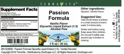 Label for Passion Formula Vanilla Flavor