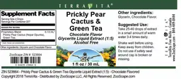 Label for Prickly Pear Cactus & Green Tea Chocolate Flavor