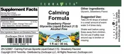 Label for Calming Formula Strawberry Flavor