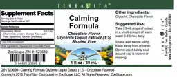 Label for Calming Formula Chocolate Flavor