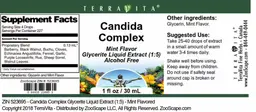 Label for Candida Complex Mint Flavor
