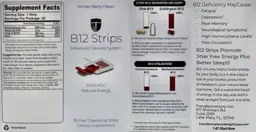 Label for B12 Strips 2000 mcg Winter Berry Flavor