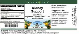 Label for Kidney Support Mint Flavor